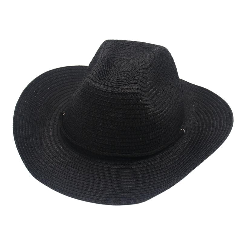 New Western Cowboy Straw Hat For Men Solid Curling Brim Beach Sun Hats Summer Women Panama Cowgirl Jazz Caps