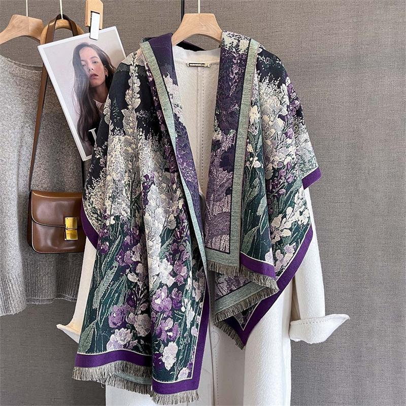 

New Winter Shawl Scarves Wrap Design Cashmere Scarf Women Warm Fashion Pashmina Femal Poncho Neckerchief Echarpe Bandana 68x185cm