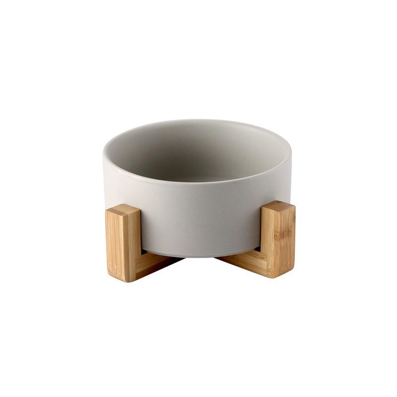 Ceramic Cat Bowl Dog Feeding Bowls Pet Feeder with Wood Stand For Cats Puppy Food Water Storage Feeding Accessories Pet Supplies