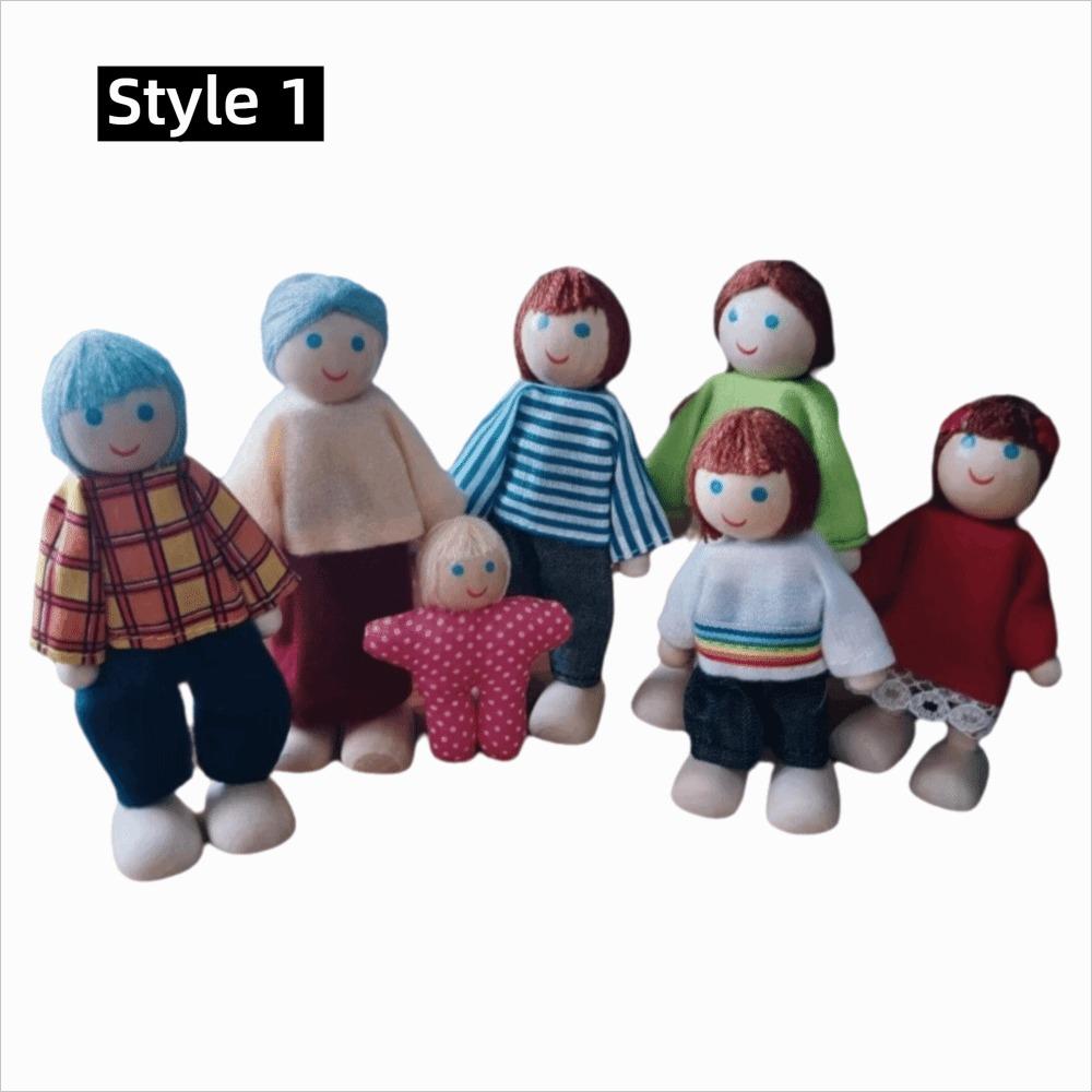 Flexible Jointed Wooden Family Dolls High-Quality Wood Pretend Play Toys  Role Playing