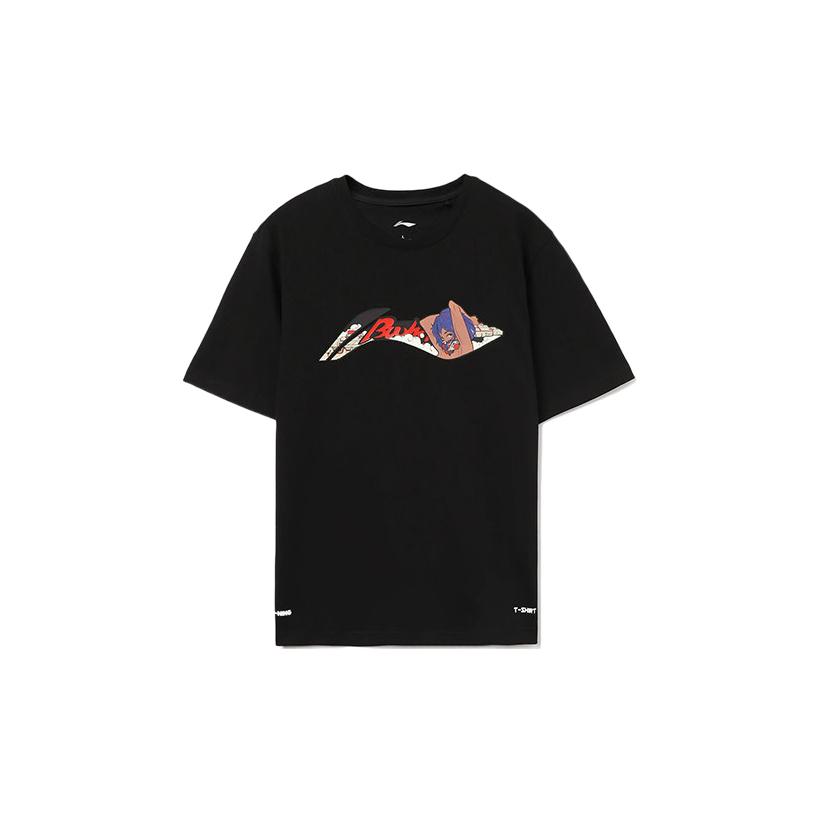 Li Ning Sport Trend Series Fun Logo Printed Short Sleeve T-Shirt Men Tops Black AHSR535-2