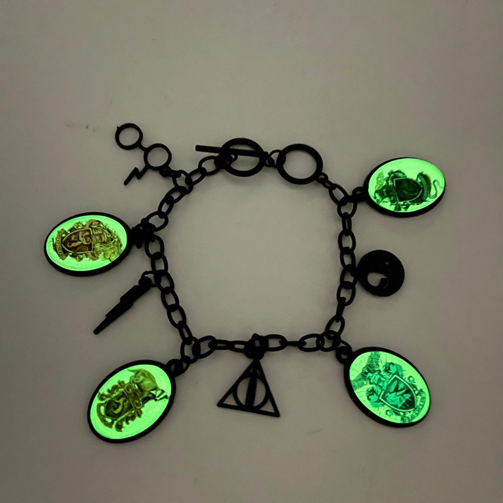 Harry Potter Night Light Bracelet With Alloy Magic School Pendant For Gift Giving