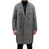 Herren mittellanger karierter Woll-Trenchcoat - Trendige lässige Jacke im Hongkong-Stil für Herbst und Winter
