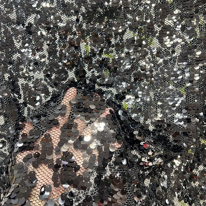 1/3Yard Gradient Full Shiny Sequin Fabric Embroidered Netting Material for Wedding Dresses Evening Gowns Cheongsam Sequin Fabric
