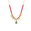 Ferris Wheel Enamel Christmas Zircon Tree Pendant Necklace - European & American Light Luxury Stainless Steel Jewelry
