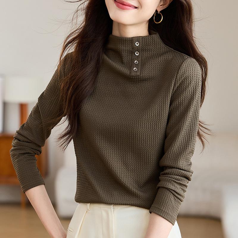 Halbrollkragen Unterteil für Damen Frühling und Herbst Inneres Oberteil Designstil Neue Textur Strickpullover