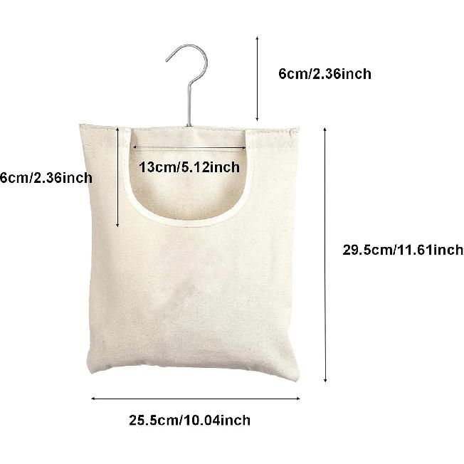 Ragyzity Canvas Clothespin Bag, Beige (32x27 cm/13.33x11.25 inch), Zipper Closure, Portable Clothes Pin Hanging Bag for Home Balcony Travel