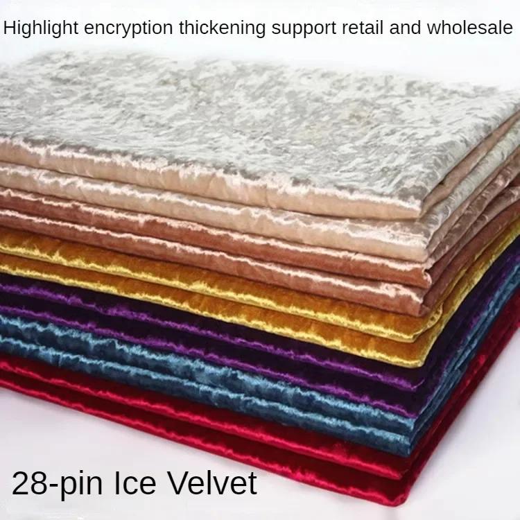 Verdickter Eisblumen-Samtstoff pro Meter für Polsterung, Vorhänge, Sofabezüge, DIY-Nähen, Veloursstoff, Weich, Schwarz, Grün, Rot