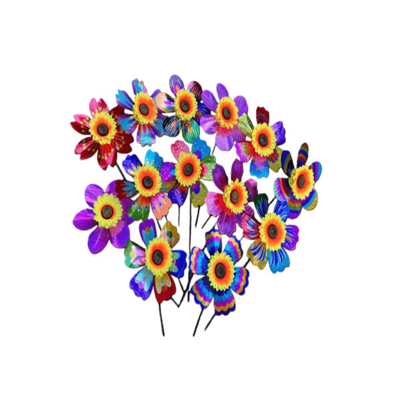 1Pcs Outdoor Kid Toy Sequin Flower Shaped Laser Handheld Windmill Home Garden Decoration Wind Spinner Whirligig Yard Decor