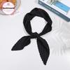 Versatile Black Pleated Square Scarf for Women: Diamond Pattern, Professional Silk Neck Accessory for Spring & Autumn