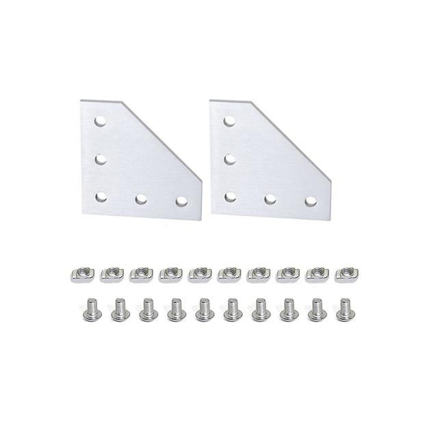 

Aluminum Alloy T Slot L Shape Joining Plate and M5x8 Hex Screw and T Nut for 2020 Series Aluminum Profile 2/5/10/15Pcs