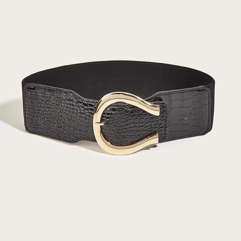 Wind Ladies Wide Belt Retro Elastic Elastic Waist Seal Dress Waist Decoration