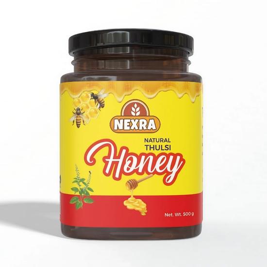 Nexra Tulsi Honey 500g | Pure Natural Sweetener | Tulsi Flower Honey | Supports Respiratory Health & Immunity | Ayurvedic Wellness 500GM