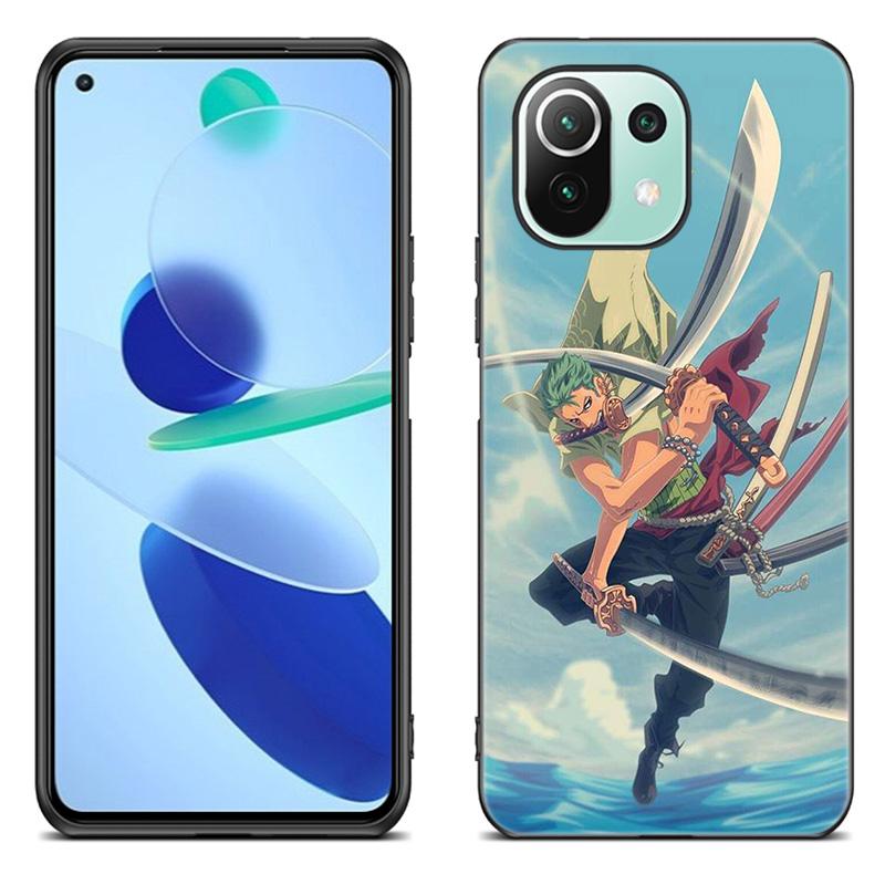 Anime roronoa zoro Phone Case For Xiaomi Mi 11 Lite NE 11i 10T 11T Pro A2 A3 Lite POCO F3 M3 M4 C31 X3 Pro NFC GT Black Cover