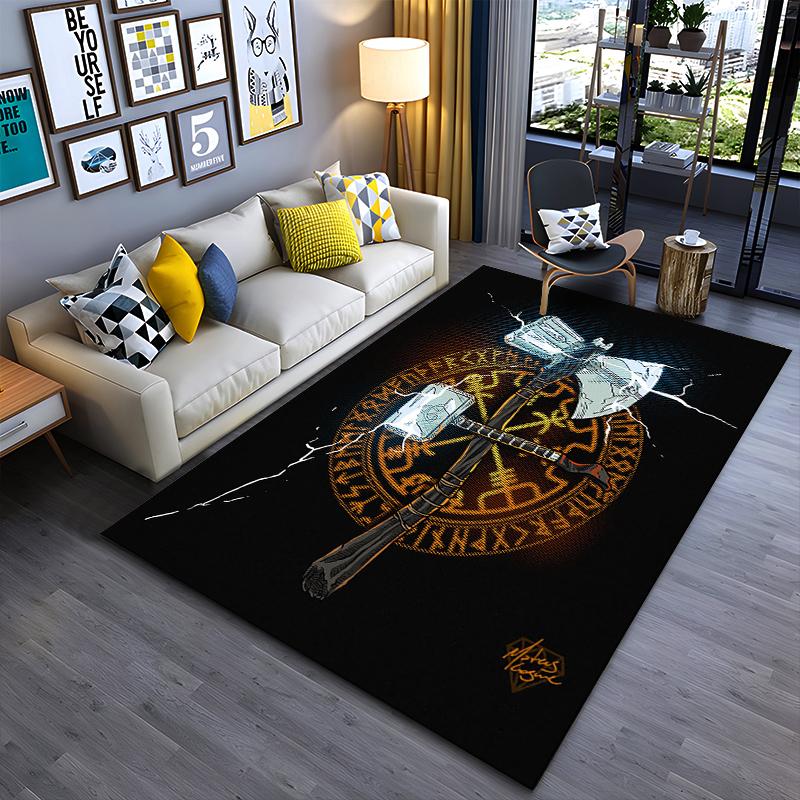 

Stylish Battle Axes Design with Runes and Lightning Effects Suitable for use as an anti-slip game mat for living room and bedroom sofas 40x60cm( 15x23in )