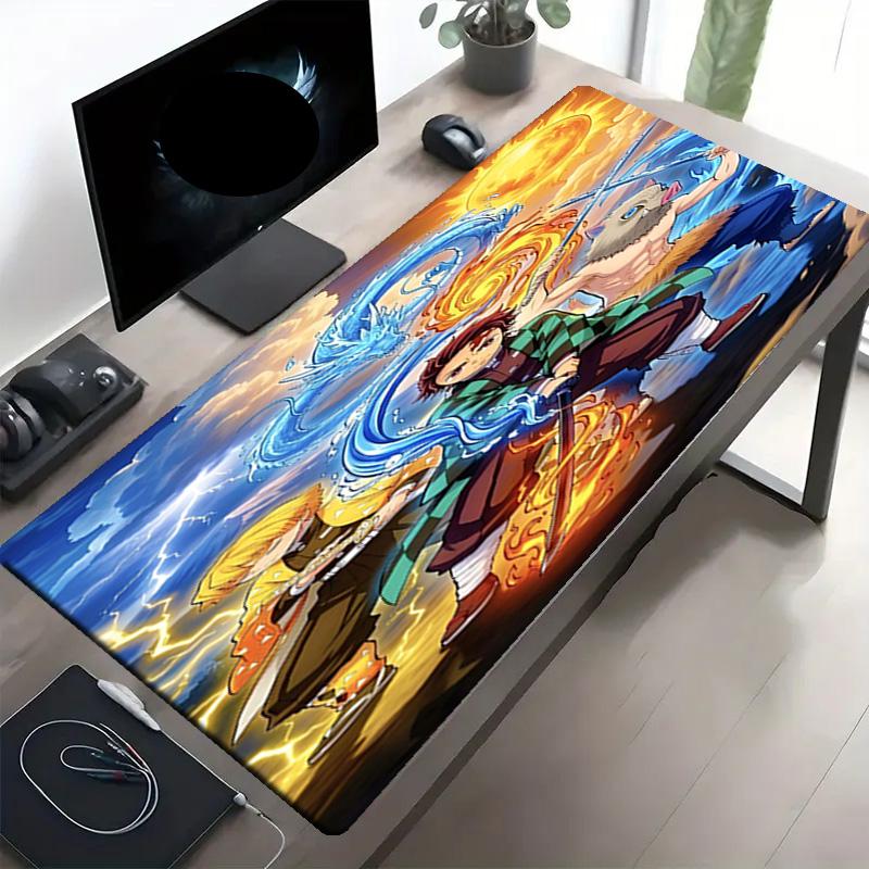 Demon Slayer Print Mouse Pad, Anti‑Slip Desktop keyboard Mat, for PC Laptop Gaming Working Daily Use, Cool Festival Surprise Gift