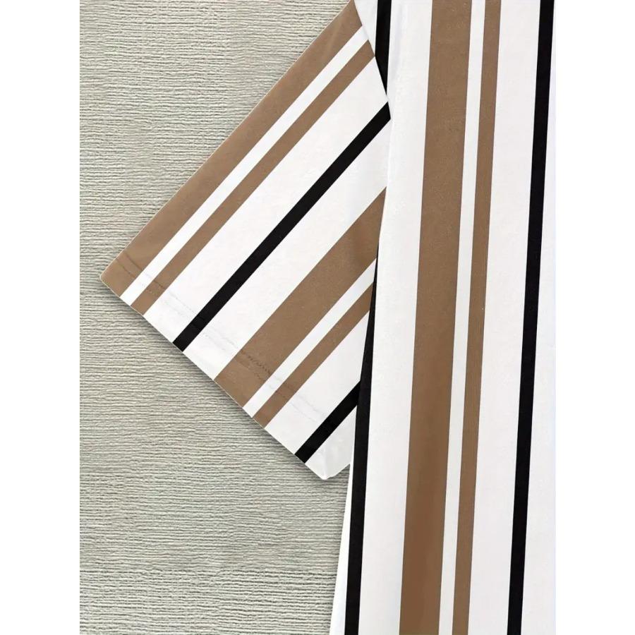 Men Letters Striped T Shirt Short Sleeve O-Neck TShirt Vintage Sport Casual Large Size T-Shirts Men’s
