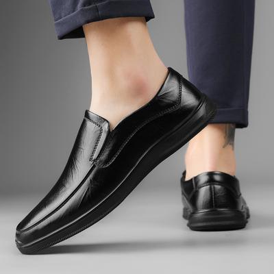 Spring New Men's Business Leather Shoes Men Genuine Leather Doug Shoes Soft Bottom Casual Shoes Work Lazy Slip On