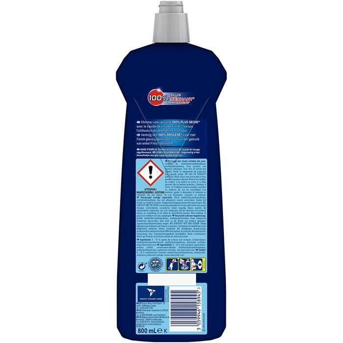 Finish Rinse Aid Dishwasher Shine and Drying 800 Ml, Pack of 3