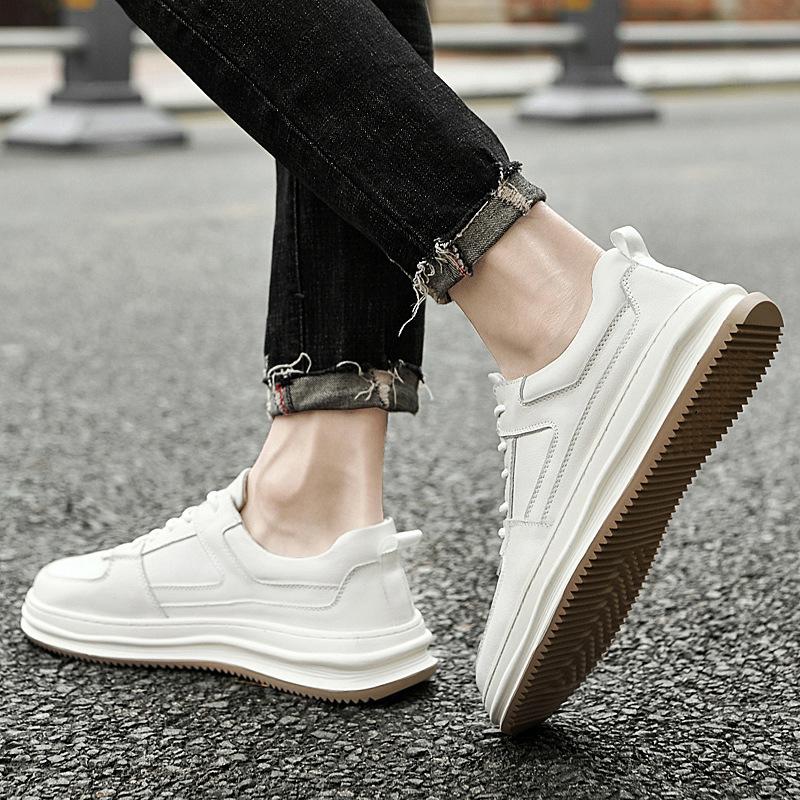 Men's Shoes Popular Cowhide Casual Leather Shoes Men's Breathable Trend Soft Sole Tooling Shoes British Sports Shoes Casual Board Shoes Men