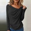 Asymmetrisches Langarm-Shirt-Oberteil mit Kragen für Damen