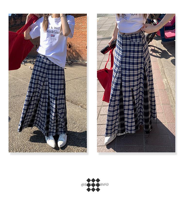 Women's High Waist Plaid Fringe A-line Skirt - 2025 Spring/Autumn Collection