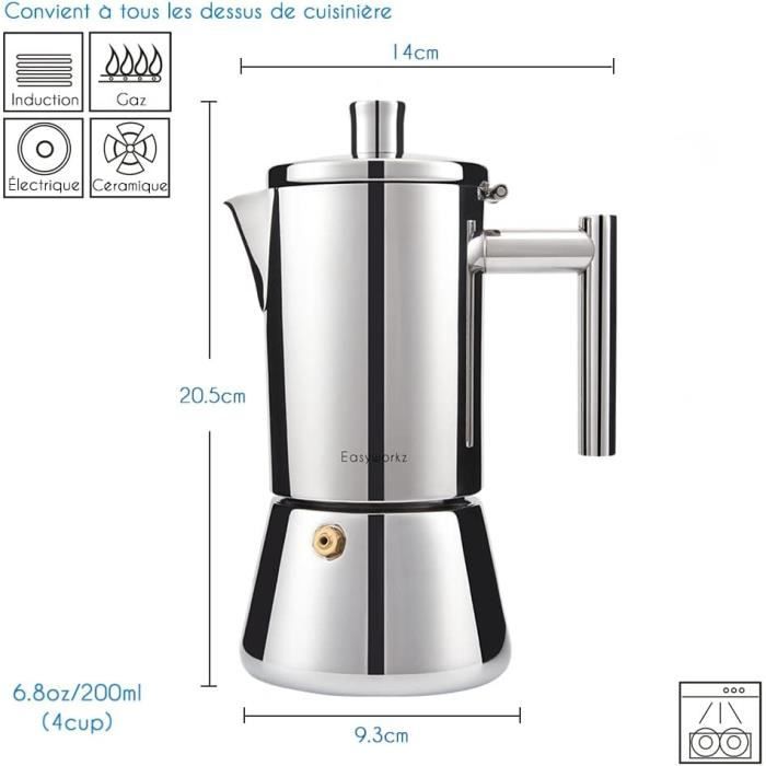 Cafetière italienne - GENERIC - Diego - Acier inoxydable - 200ml - 2 à 4 tasses