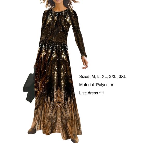 Juponuri Dama Rochie Lunga Marime Plus Paiete Print Primavara Rochie Maxi Subtire Decolteu Rotund pentru Banchet