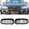 1 Pair Car Glossy/Matte Black Front Bumper Double 2 Slat Kidney Grilles For BMW F15 F16 X5 X6 F85 F86 X5M X6M 2014-2017 Grilles