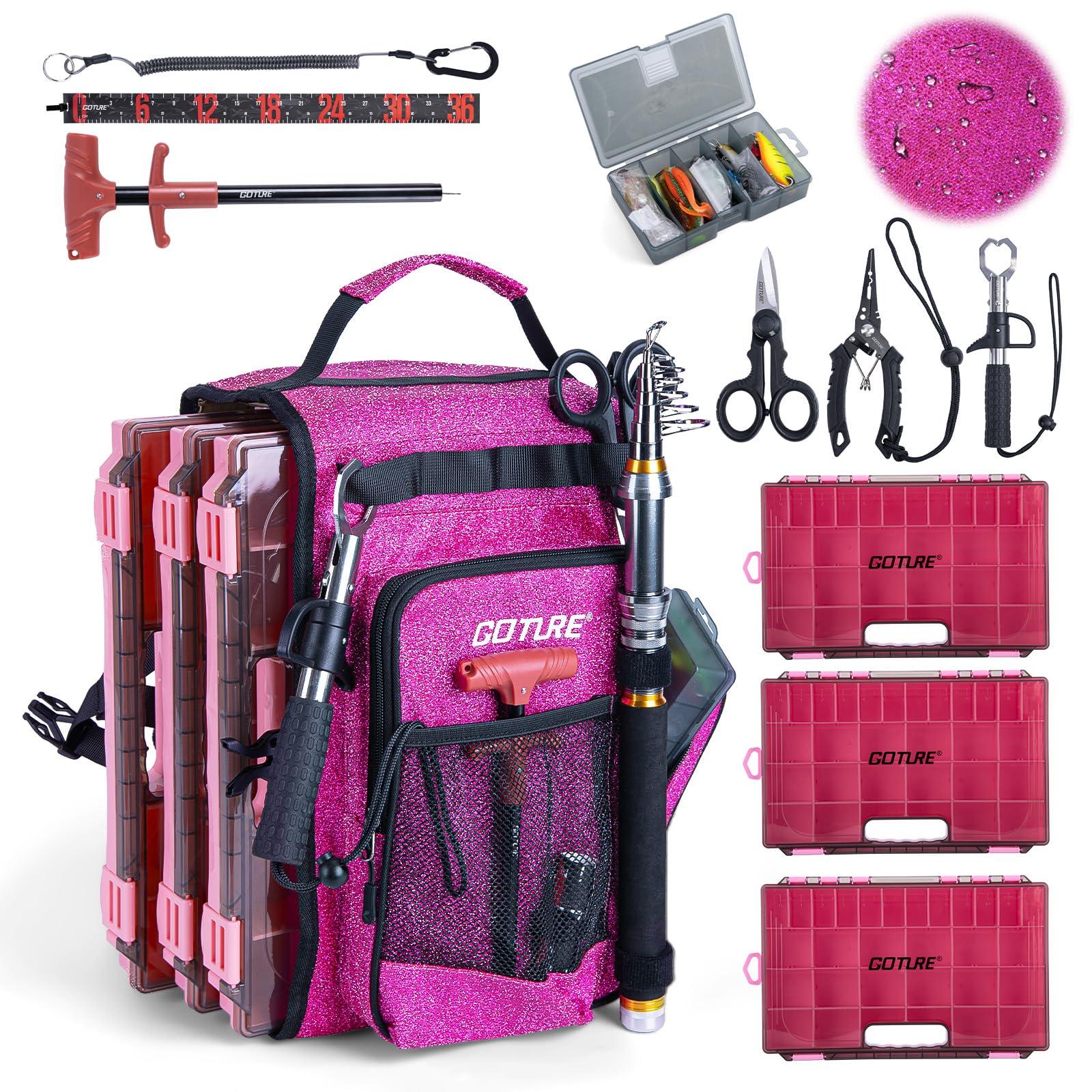 

Goture Fishing Backpack with 3 Portable Tackle Boxes, 6-Piece Tool Set, and Bait Set. Single-Shoulder Fishing Bag, 900D Oxford Fabric with Rod