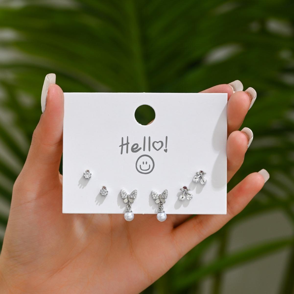 

Simple small fresh pearl earrings, women s versatile inlaid zircon bow design stud earrings.