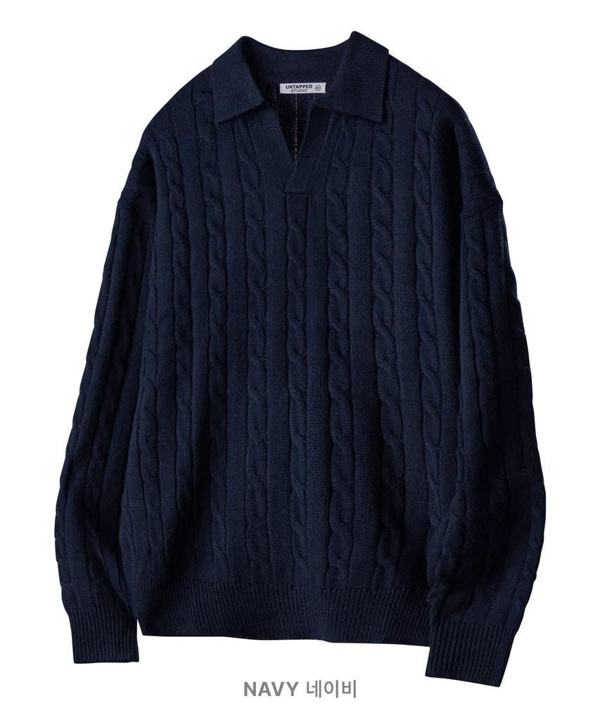 UNTAPPED STUDIO [Set] Oversized Cable Collar Knit Or Oversized Round Knit (Type B)