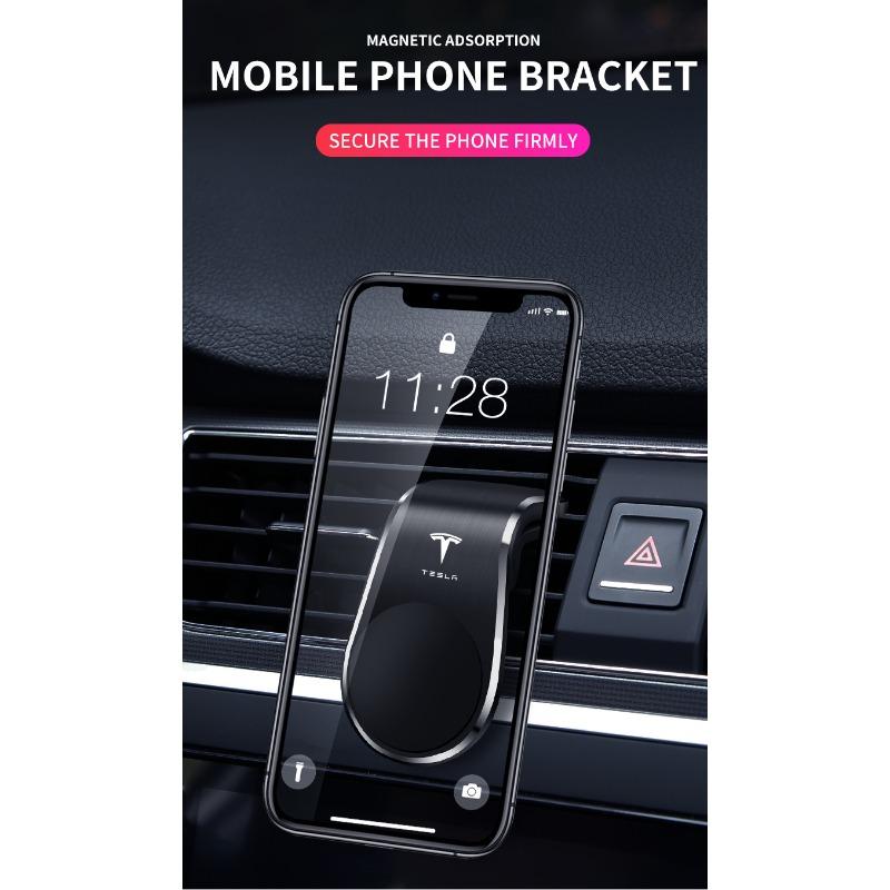Car Magnetic L-shaped Car Dedicated GPS Phone Holder Emblem For Tesla Model 3 Model X S 2016-2023  Model Y Decals TM3 TMX