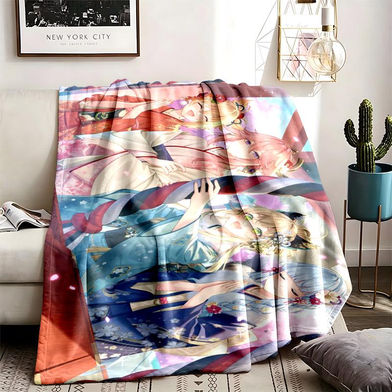 Genshin Impact Theme Blanket Suitable For The Sofa Camping And Travel Made Of Soft Flannel Material An Ideal Gift For Occasions Such As Birthday