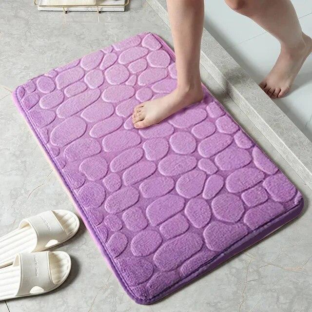 Bathroom Mat Non Slip Carpets Cobblestone Embossed Bathroom Bath In Wash Basin Bathtub Side Floor Rug Shower Room Doormat Memory