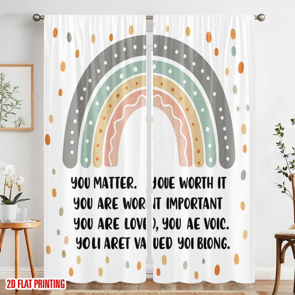 2pcs 2D Flat Printing Drapes Classroom Rainbow You Matter Fabric Without Electricity Party Decorations Perfect for Room Decor