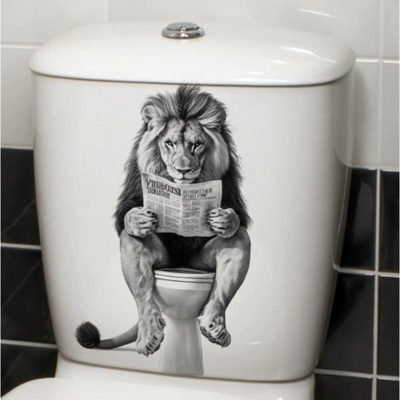 Autocollant de toilette 3D créatif et réaliste avec vision de chat mignon, décoration de couvercle de toilette en PVC auto-adhésif et imperméable