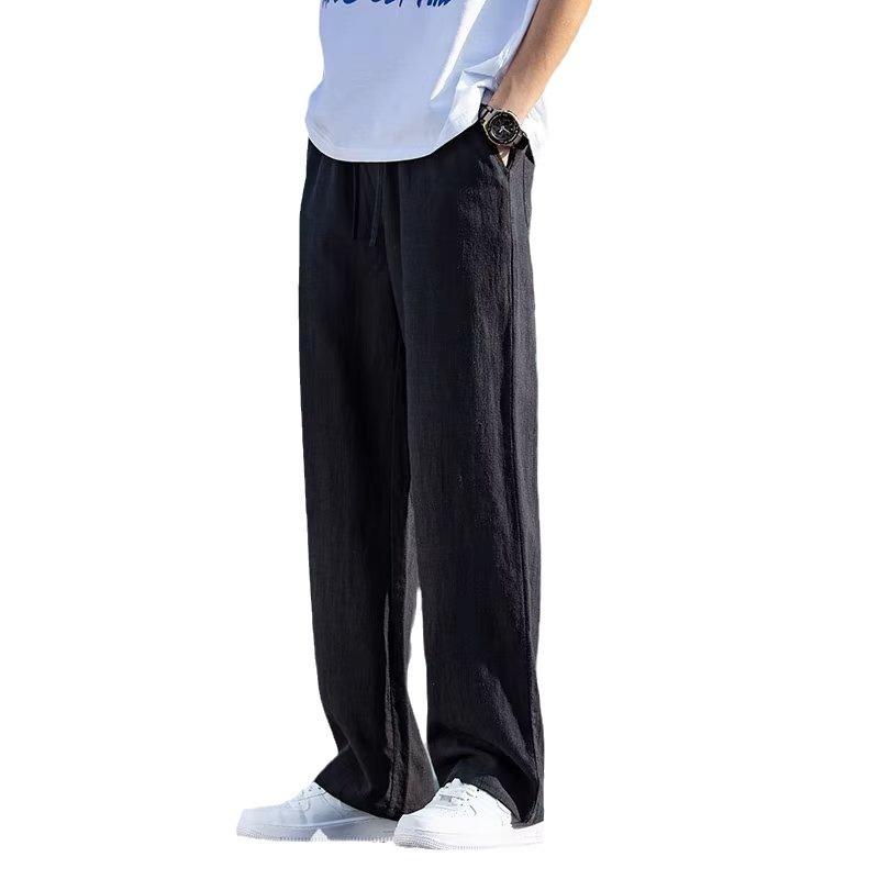 Retro Ice Silk Pants Men's Summer Thin Loose Straight-leg Pants Drape Loose Casual Pants
