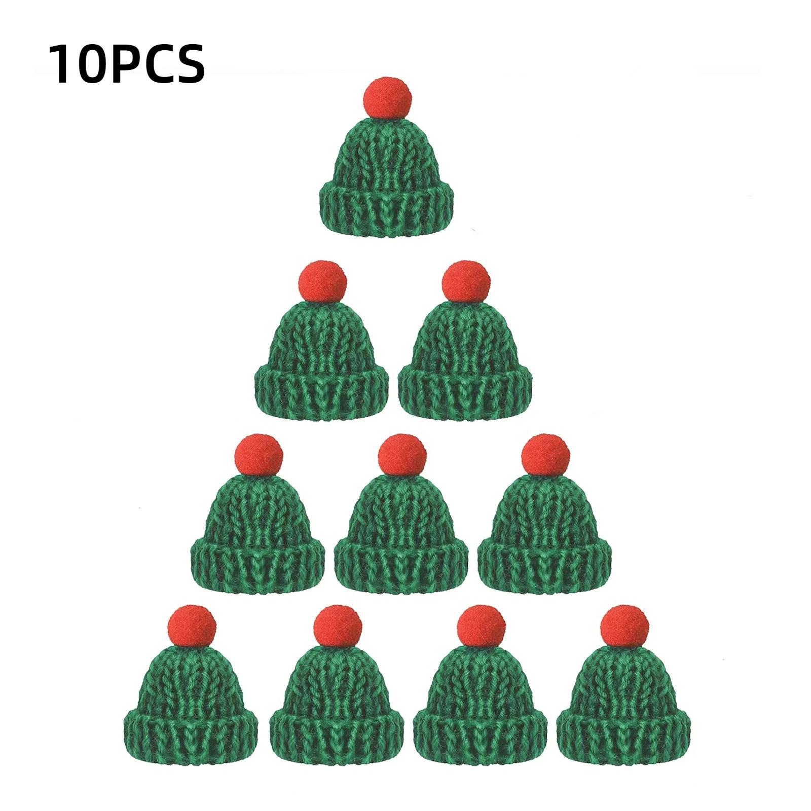 

Mini Knitted Hat and Christmas Scarf Set Christmas Tree Decoration DIY Art Snowman Doll Christmas Decoration 3.5X5cm