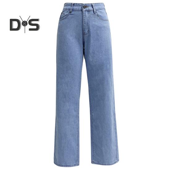 Dámské Džíny Vysoký pas Zip Zapínání na knoflík Jednobarevný Slim Fit Široká noha Retro Rovné kapsy Měkké stálobarevné Dámské Džínové kalhoty