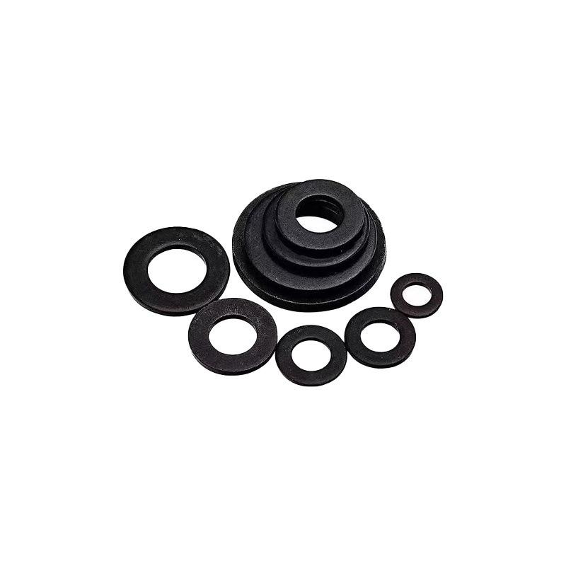 High-Grade Black Flat Metal Washer Gasket (Sizes: M3-M12, 8.8/12.9 Grade)