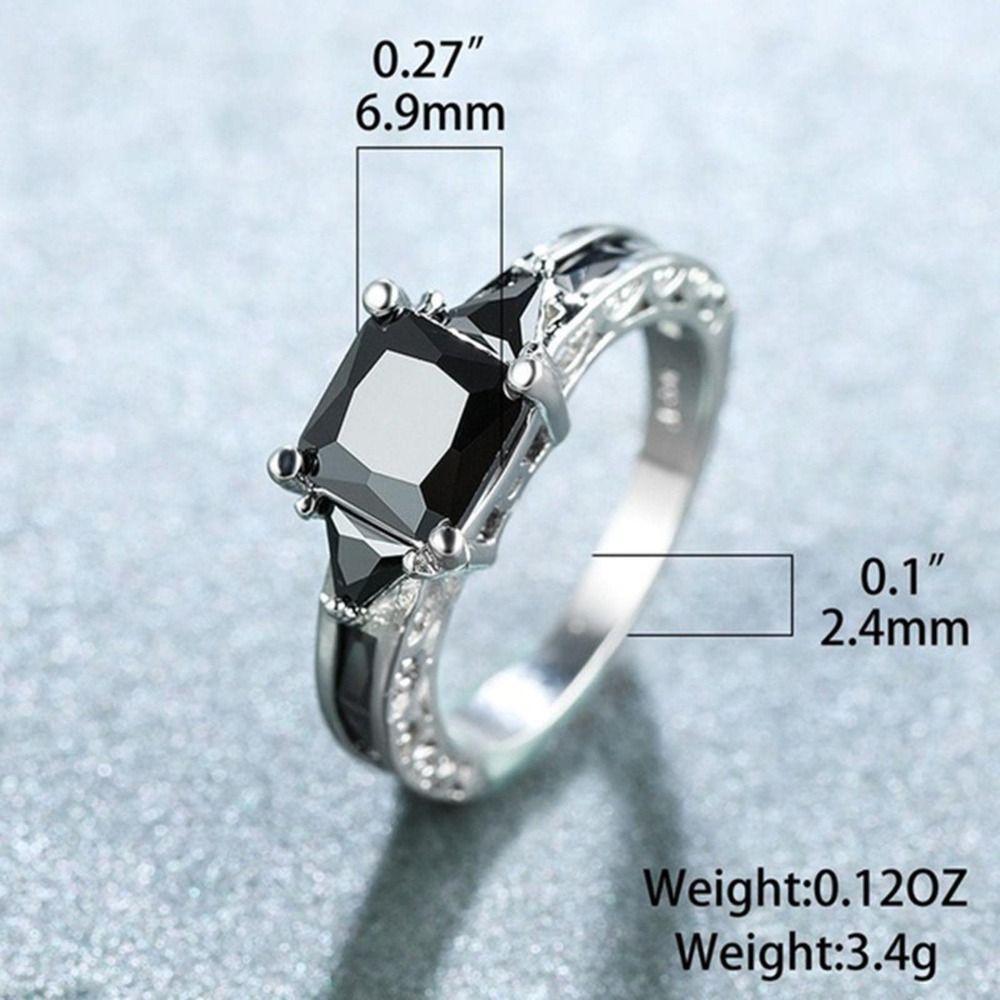 Luxury Black Red Zircon Ring Exquisite Engagement Ring Wedding Jewelry Gemstones Stone Ring  Girls