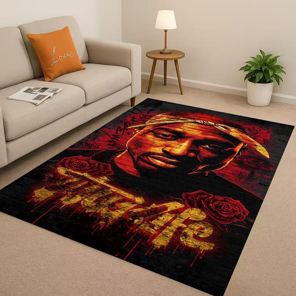 3D Klasický Rap Tupac 2pac Hip-Hop Hudba Rapper Obývací pokoj Protiskluzový Koberec pro Ložnici Hernu Pohovku, Domácí Dekorace Rohožka