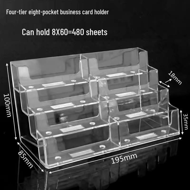 Acrylic Transparent Business Card Holder - Single & Multi-Compartment with Logo Printing Option