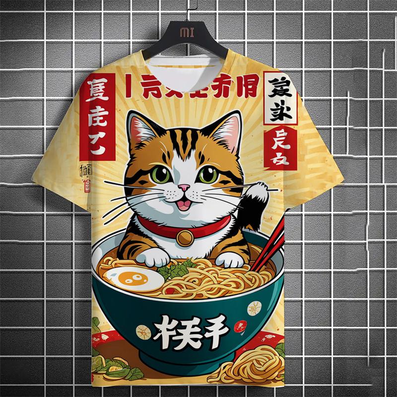 Fashion Japanese Ukiyo-e Cats Graphic T Shirts Summer Trend Short Sleeve Men Women 3D Printed T-shirts Casual Harajuku Tees Tops