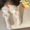 Girls Spring and Summer Lace Calf Socks Lolita Lace-up Bow Pink Girl Baby Pile Socks