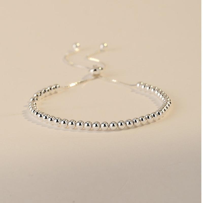 Luxus 925 Silber Runde Perlen Armbänder für Damen Herren Vintage Einfach Verstellbare Kette Armbänder Party Hochzeit Schmuck
