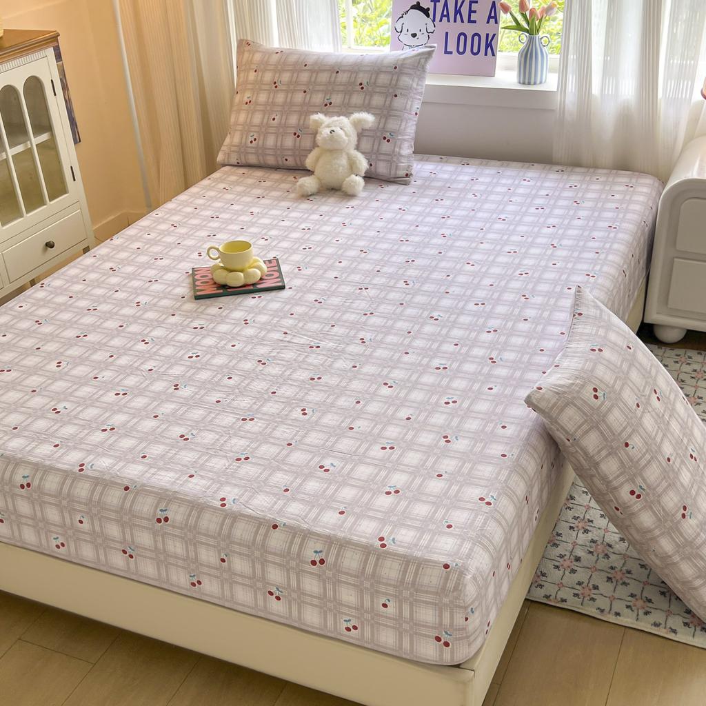 Striped Bed Sheets Set Fitted Sheet Non Slip Bedspread With Elastic Band Mattress Cover Double Bed Sheets Christmas Gifts