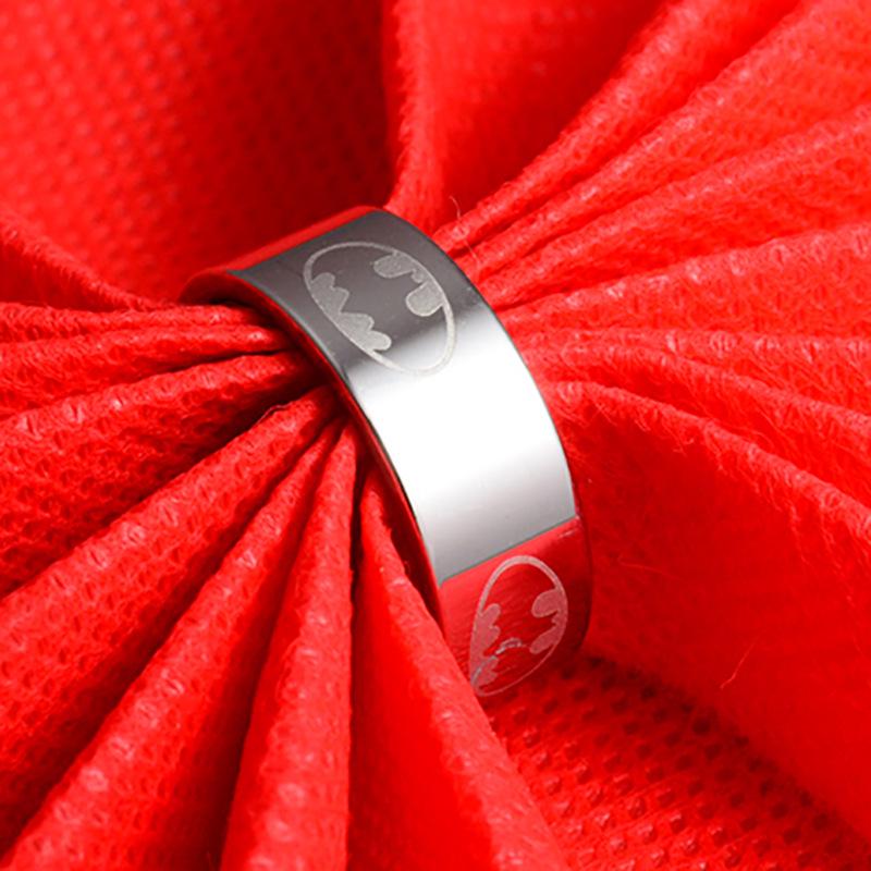 

8MM Titanium Steel Men s Laser Engraved Bat Ring - Simple Fashion with Straight Edge Size 12