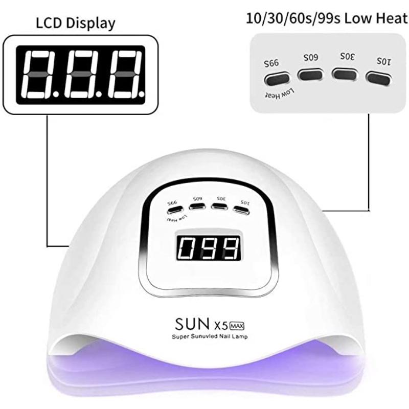 120 W LED-UV-Nageltrocknerlampe zum Aushärten von Gelpolituren, 45 LEDs, professioneller Nageltrockner mit Timer, automatischem Sensor, Maniküre- und Pediküre-Werkzeug